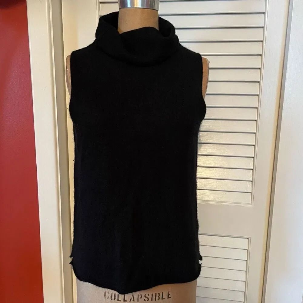 MARGARET O’LEARY | black high neck sleeveless cashmere sweater M